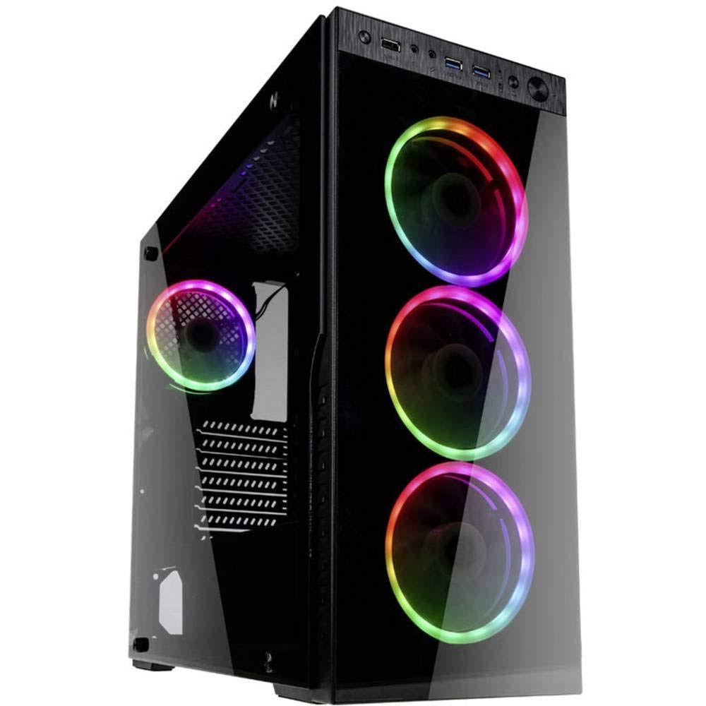 Black Tempered Glass Midi Tower Gaming Case D335