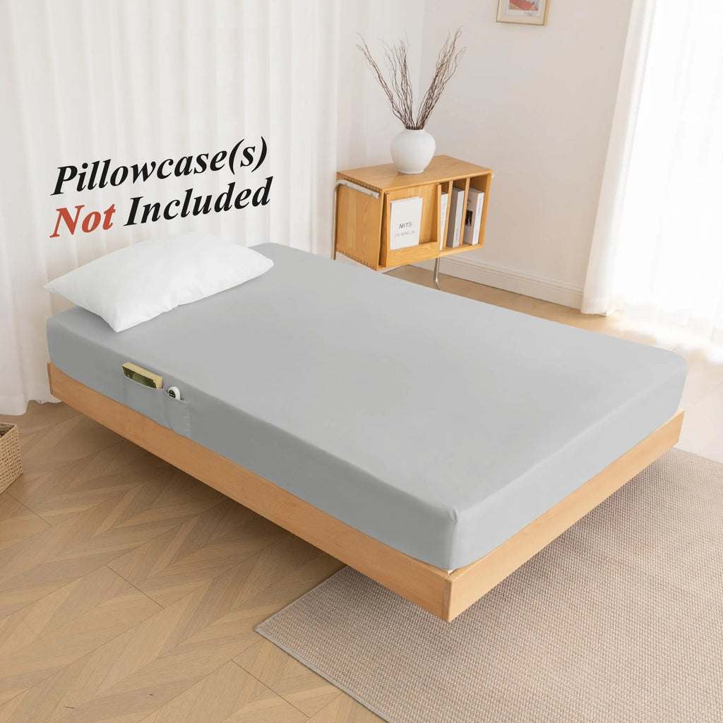 Gray 1800 Thread Count Microfiber Fitted Sheet with Storage Pocket U291001