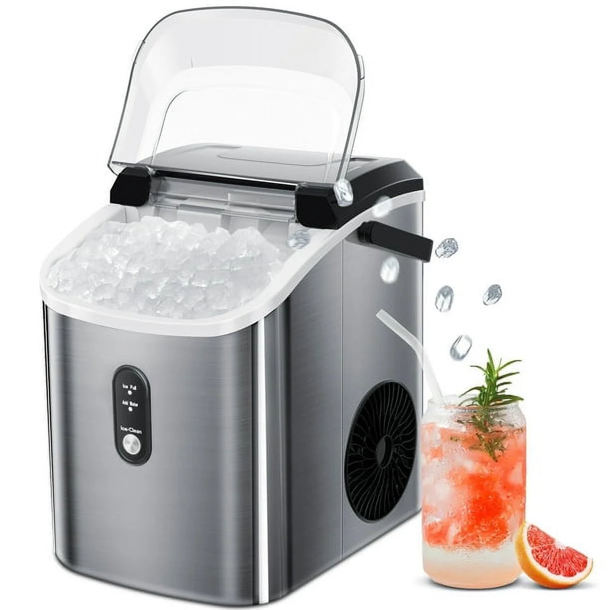 Portable Self-cleaning Nugget Ice Maker with Ice Scoop V684282