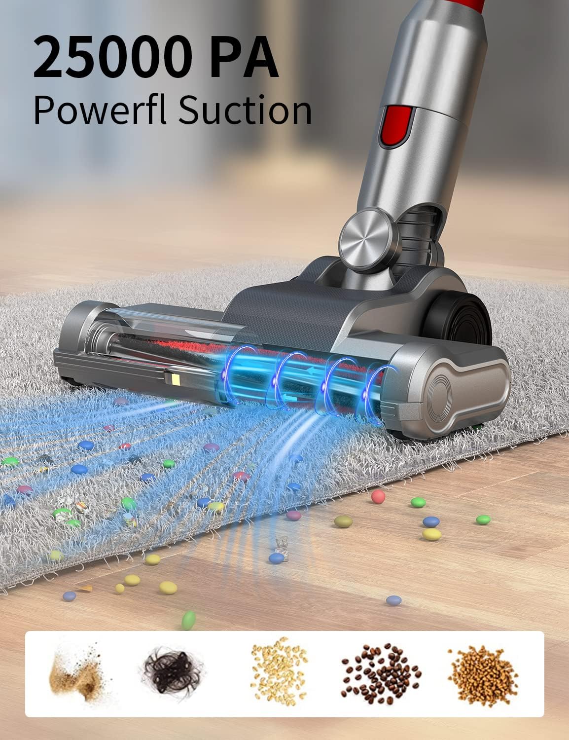 Cordless Stick Vacuum, 25Kpa 4-in-1 Lightweight, 40min Runtime, 250W Brushless Motor A512