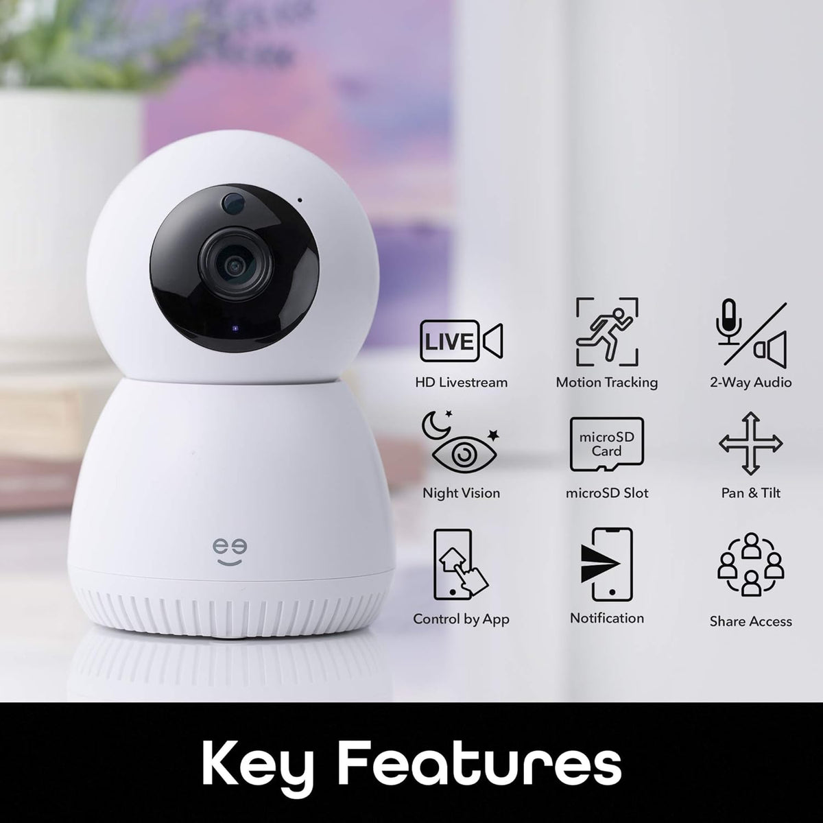 WiFi Indoor Smart Security Camera with Mounting Kit J625