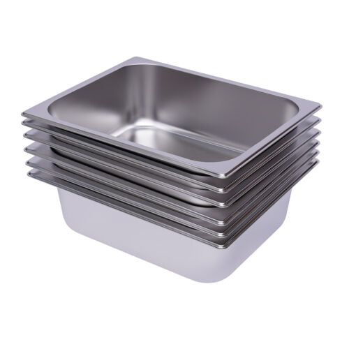 6Pcs 1/2 Size 4" Deep Silver Stainless Steel Steam Table Pans E883