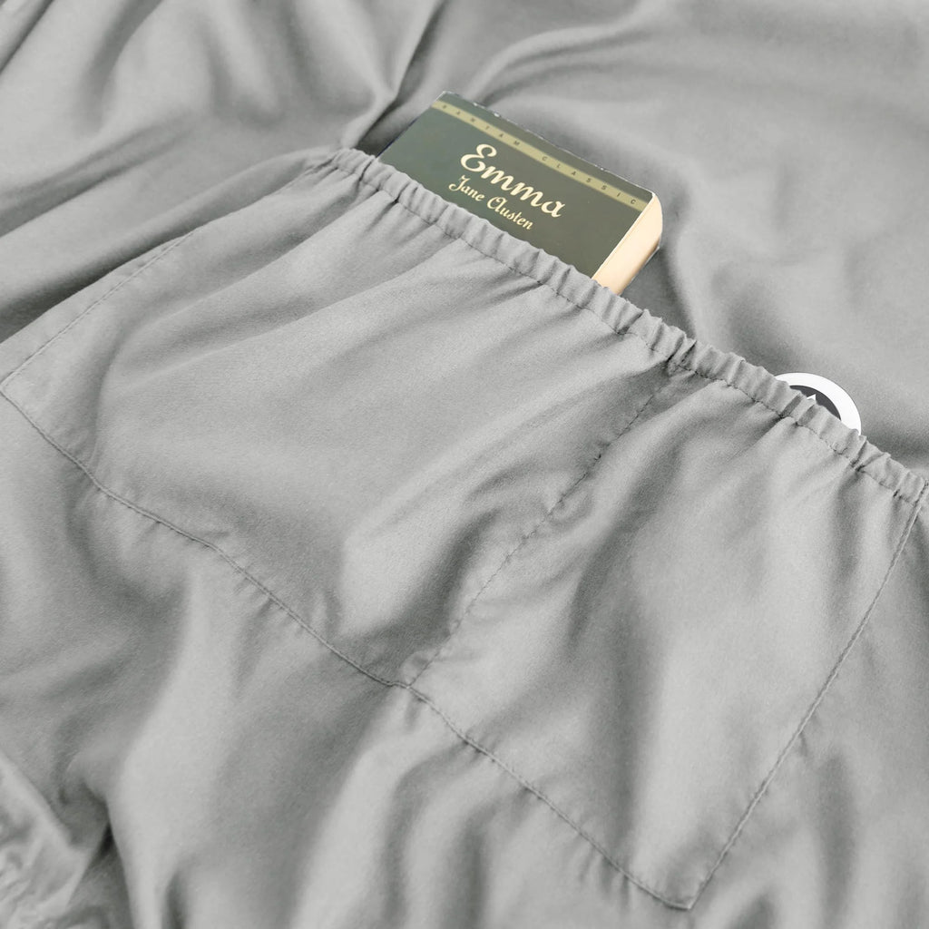 Gray 1800 Thread Count Microfiber Fitted Sheet with Storage Pocket U291001