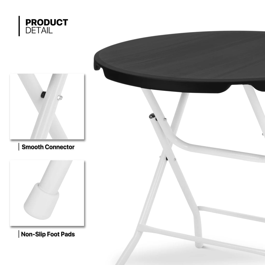 7 Pieces 2.6 FT Folding Round Black Table and Chair Set D962