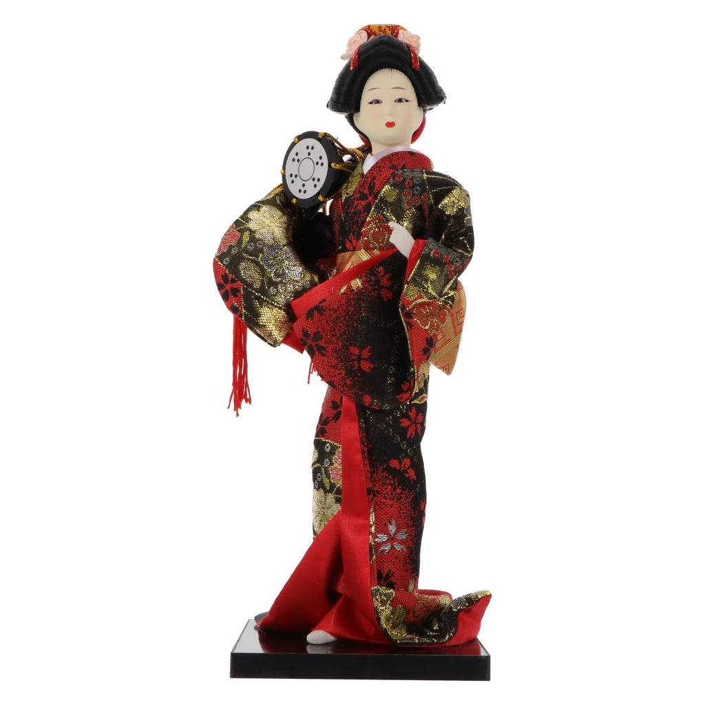 2 Pc Silk Geisha Dolls Japanese Folk Crafts Y589