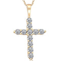 14K Yellow Gold Diamond Cross Pendant Necklace Y7249