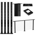 Black Square Weldless Stainless Steel Cable Railing Post 4Pack X4514