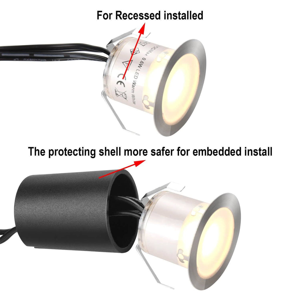 10-pcs 12V IP67 Waterproof Recessed LED Deck Light Kits R370