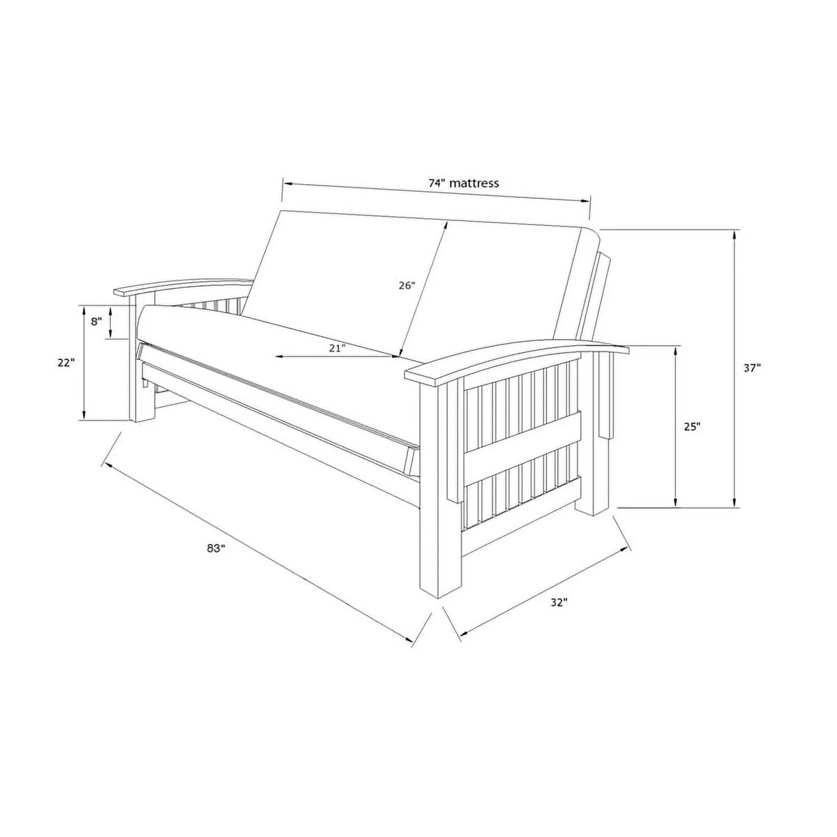 Walnut Futon with Drawers and Linen Gray Mattress B479668