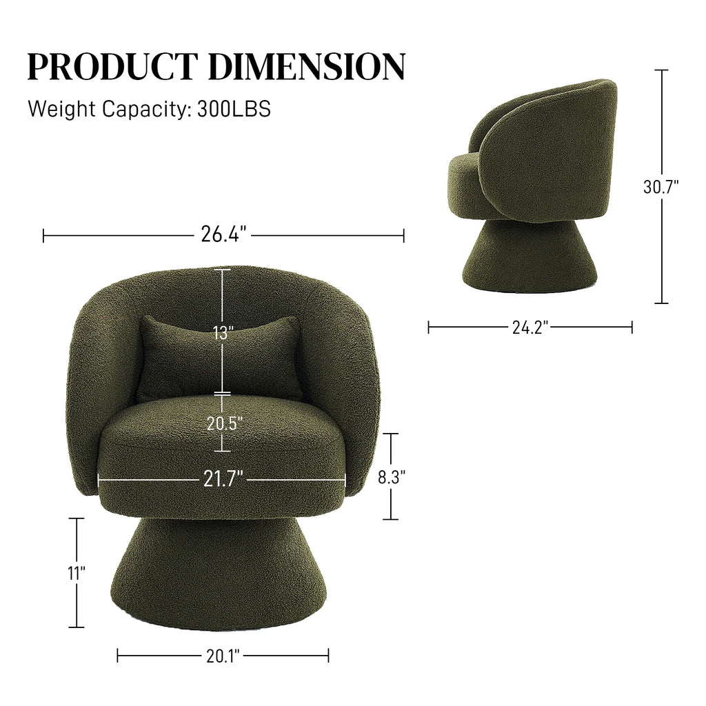 Set of 2 Teddy Fabric Swivel Barrel Chairs with Pillow B569414