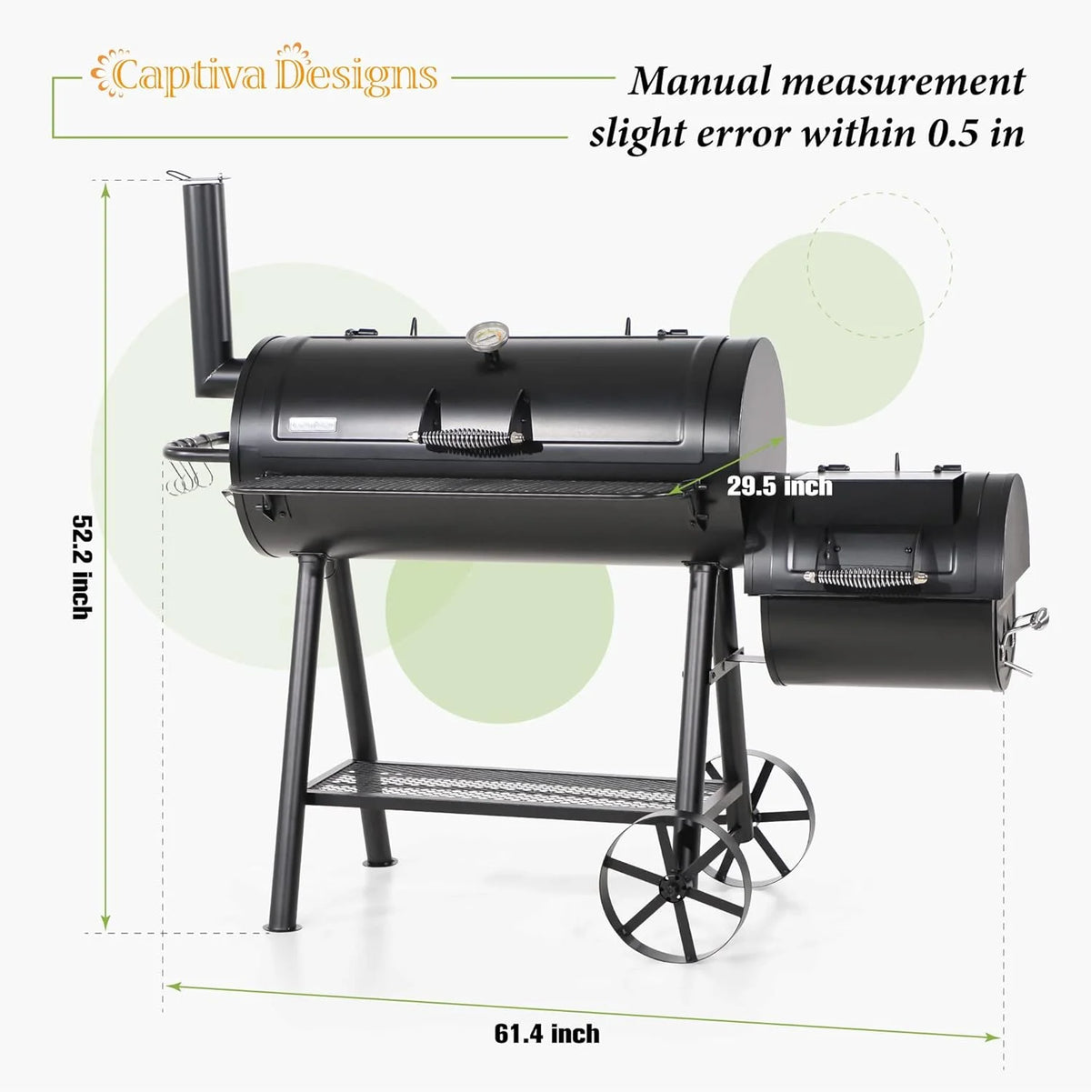 Heavy Duty Outdoor Offset Smoker with Extra Large Cooking Area W555