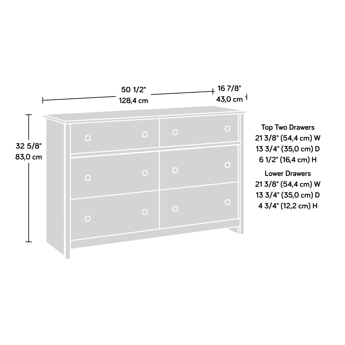 White 6-Drawer Dresser B381919