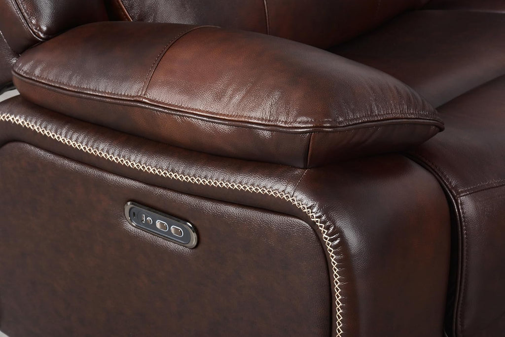 Brown Top Grain Leather 6 Piece Power Reclining Sectional L626