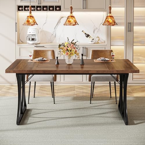 Brown Black Rectangle Dining Table U22658