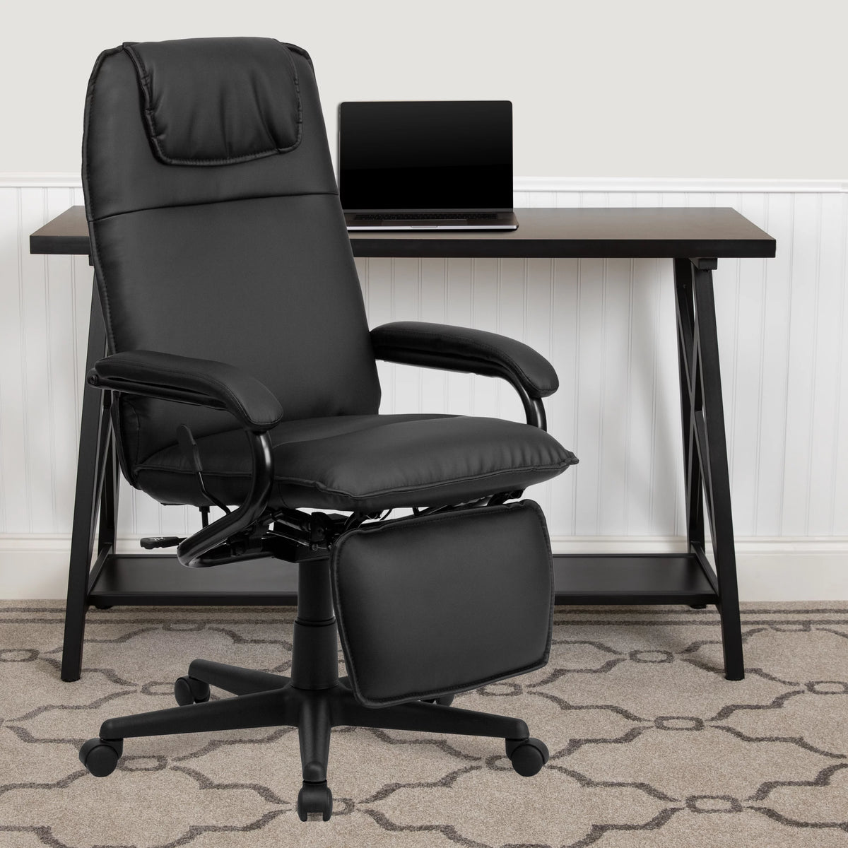 High Back Black LeatherSoft Executive Reclining Ergonomic Swivel Office Chair with Arms Y2363