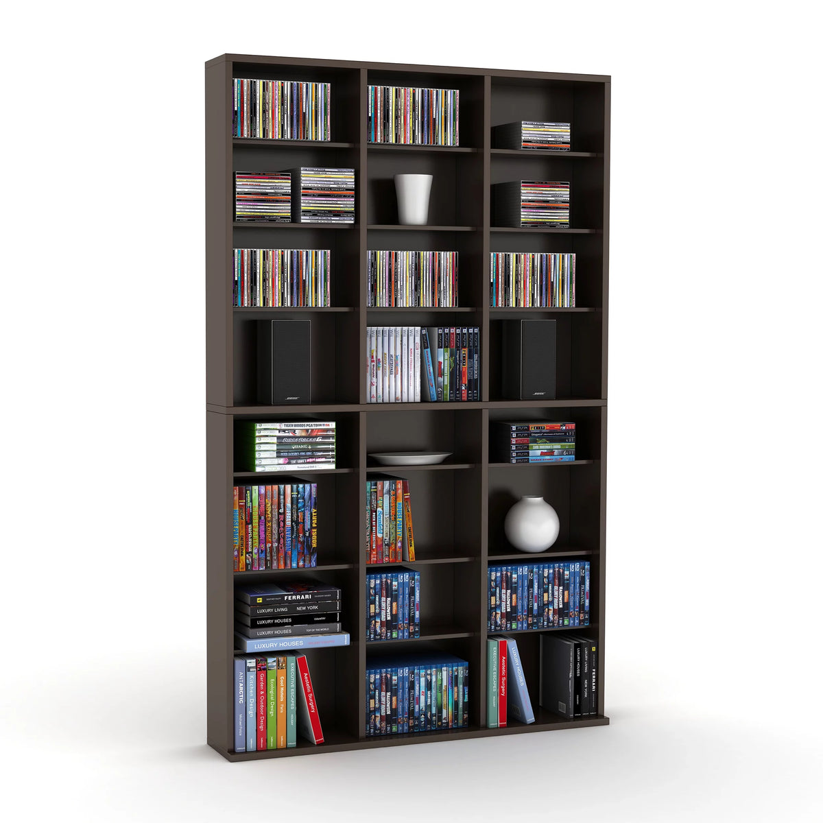 Adjustable Wood Media Storage Shelf Bookcase W95864