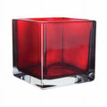 Ruby Red Cube Glass Vase Set of 4 J969790