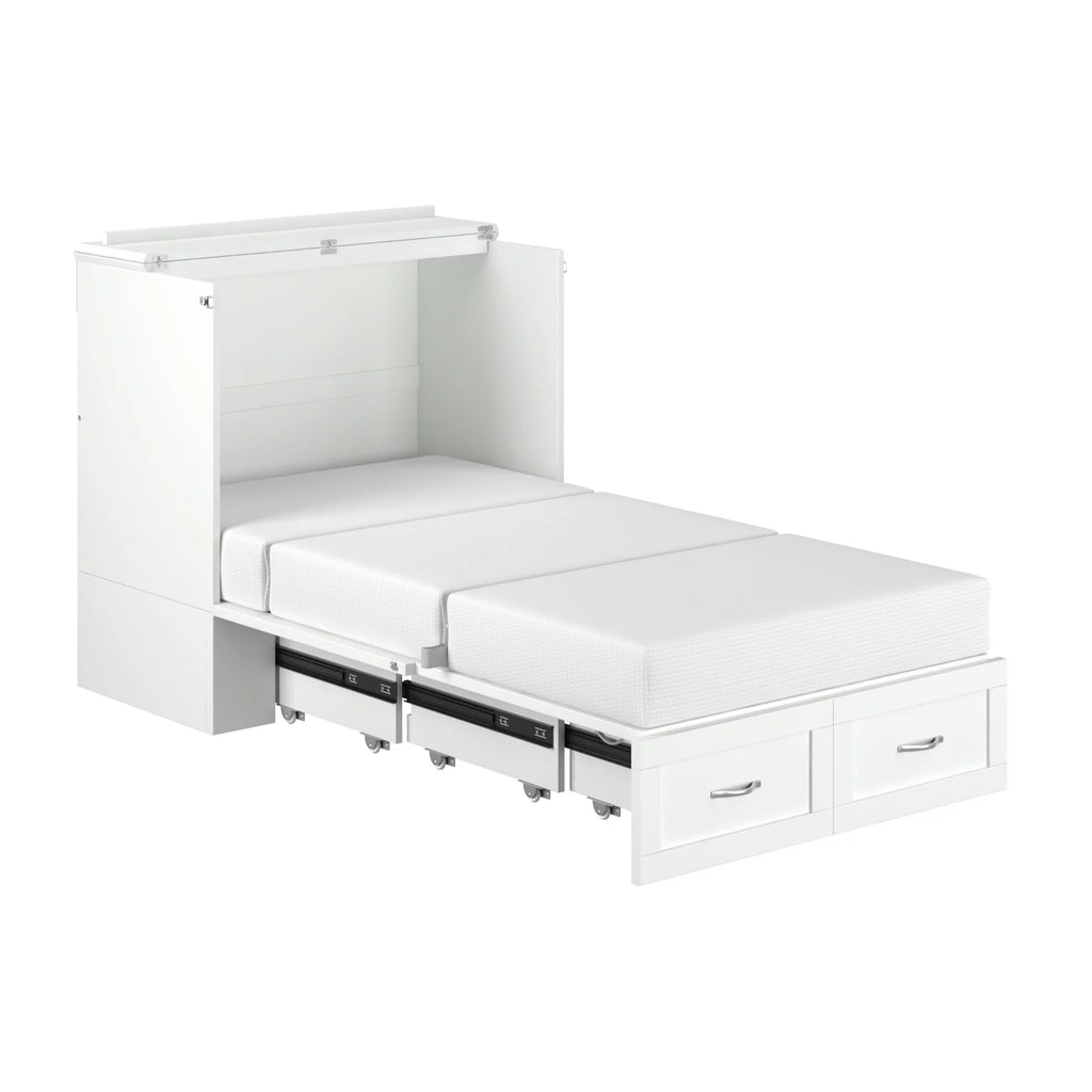 White Wood Twin Extra Long Murphy Bed Chest M674748