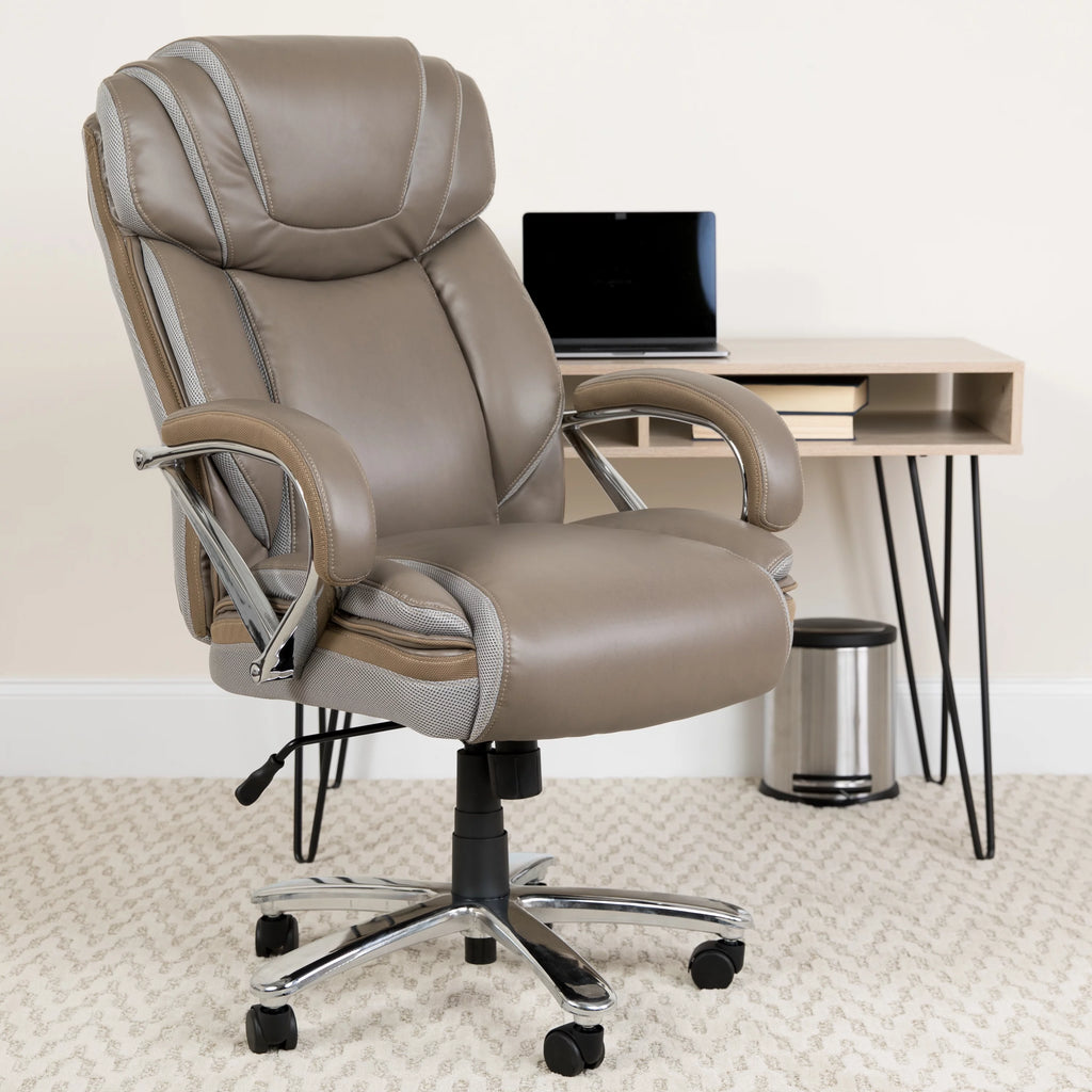 Taupe Ergonomic Office Chair with Extra Wide Seat V88957