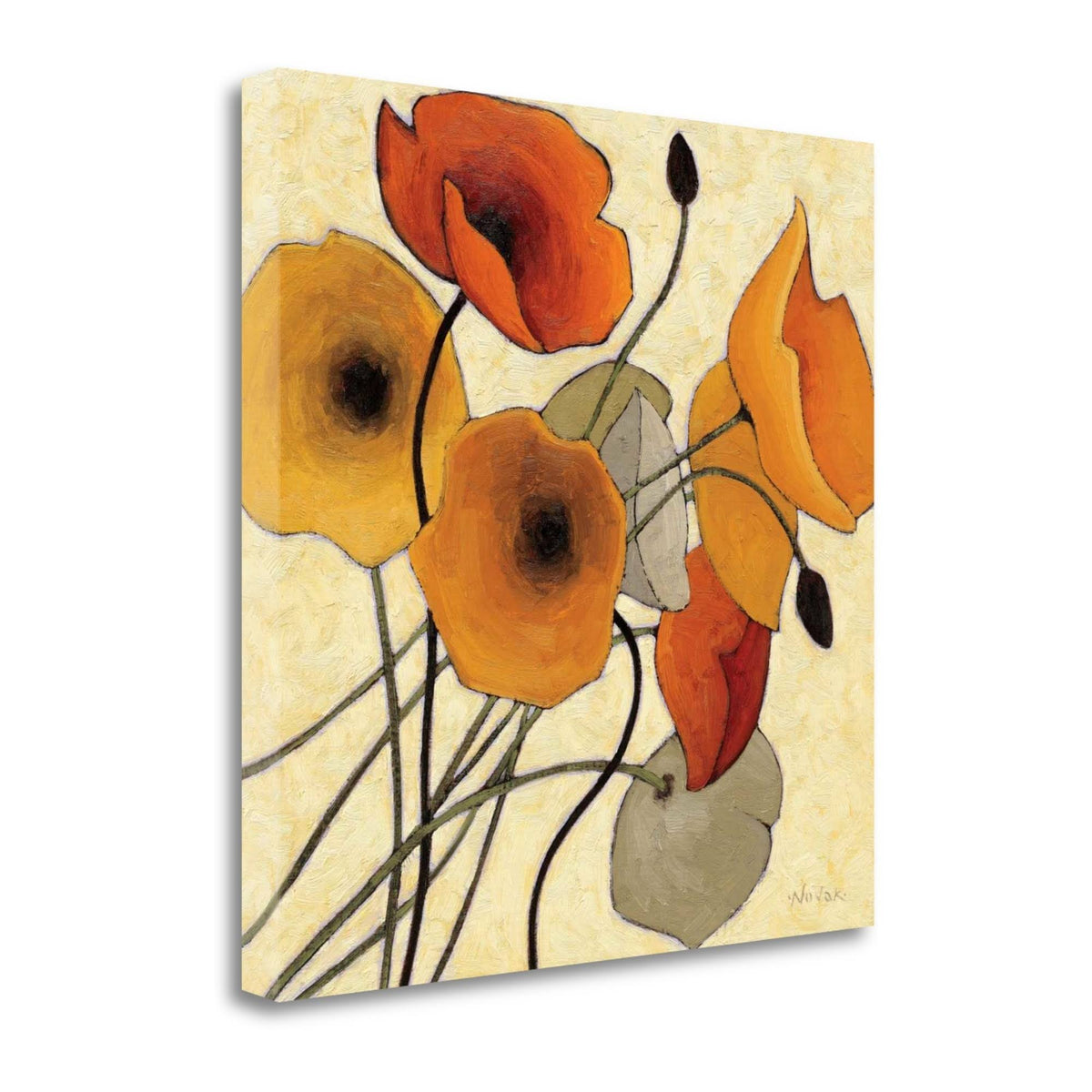 Pumpkin Poppies II Giclee Print on Wrap Canvas, 25x25x22 G486