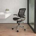 Mid-Back Transparent Black Mesh Executive Swivel Office Chair with Flip-Up Arms P1545