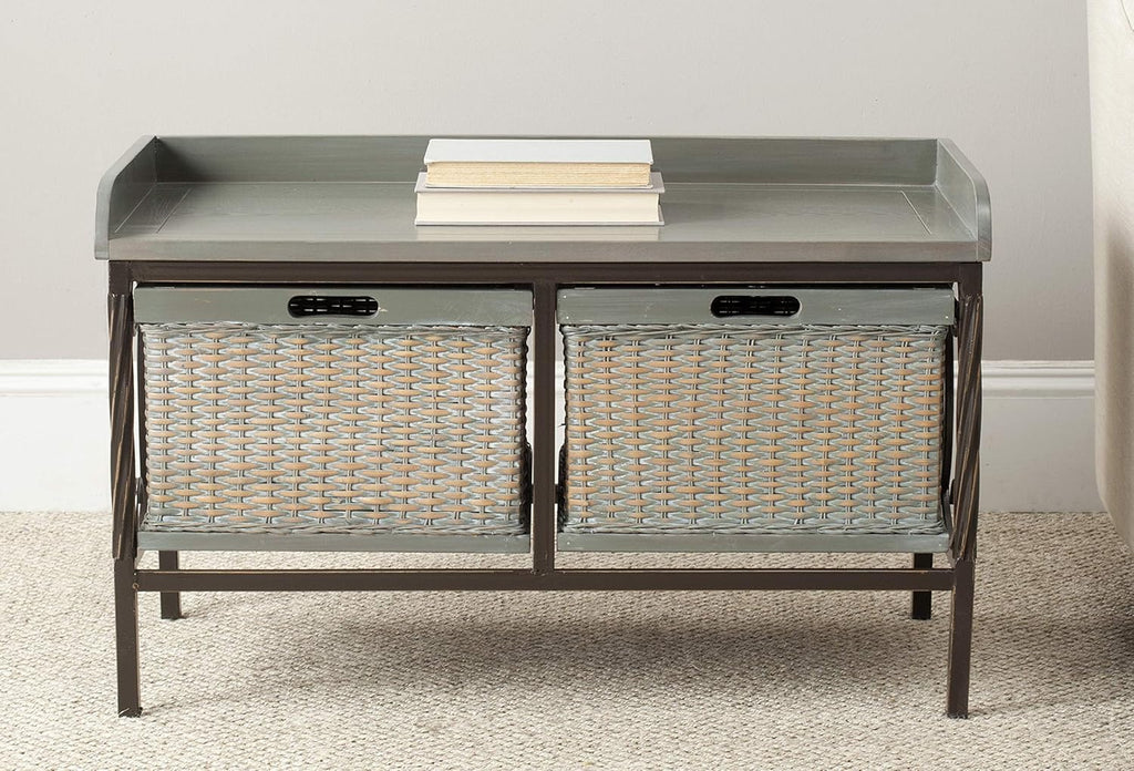 Antique Pewter French Grey Storage Bench X62238