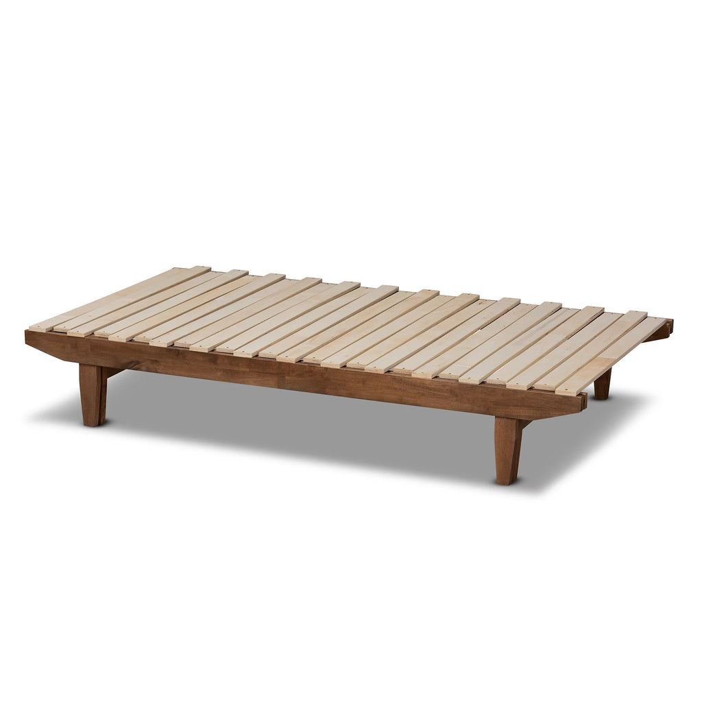 Twin Walnut Rubberwood Expandable Platform Bed Frame S2728