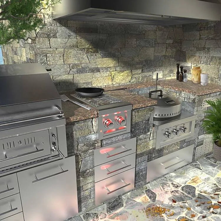 Stainless Steel Double Burner Natural Gas Cooktop W34704