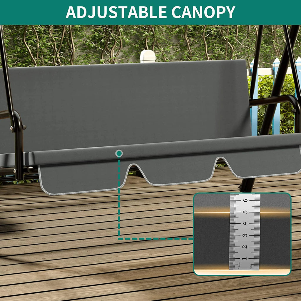 3-Person Outdoor Canopy Patio Swing Chair with Stand M8457