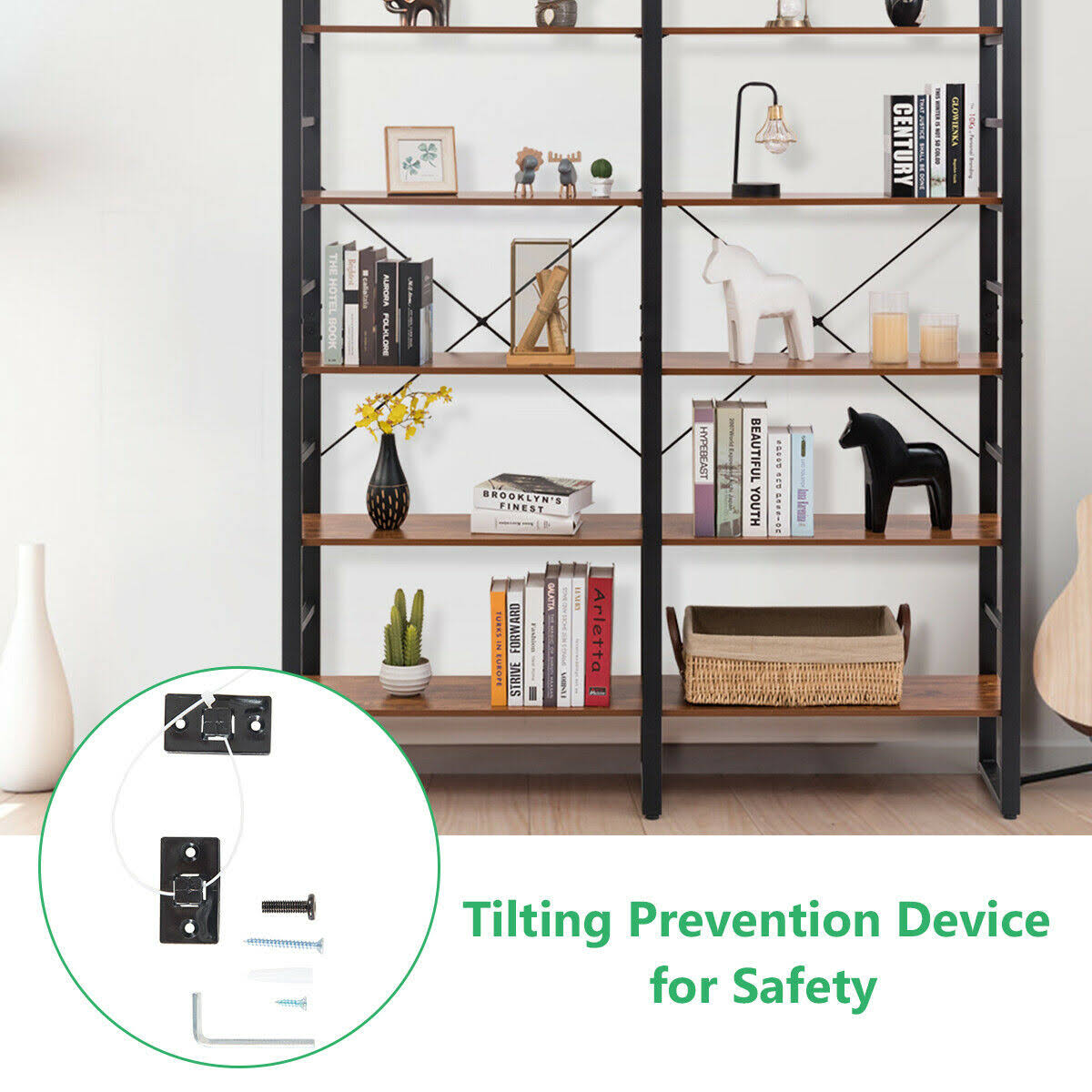 6-Shelf Bookcase Metal Storage Shelf D195887