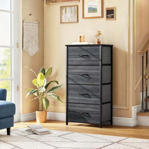 4 Drawer Fabric Dresser with Wooden Top A427