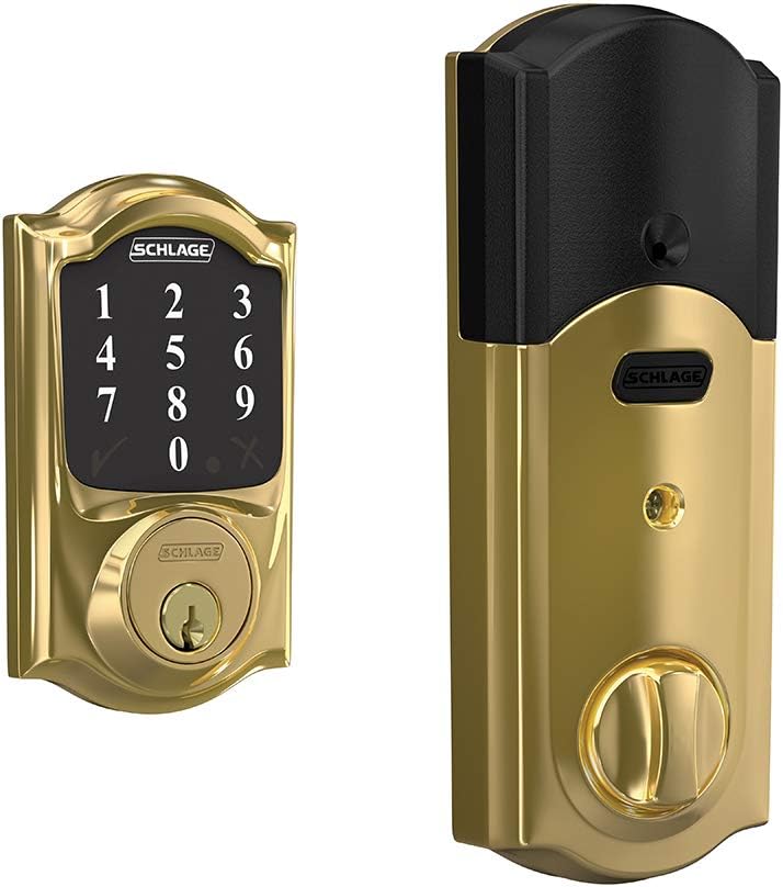 Bright Brass Smart Deadbolt With Alarm D2769