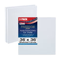 36 x 36 inch Stretched Canvas 12-Ounce Primed 3-Pack White H8838