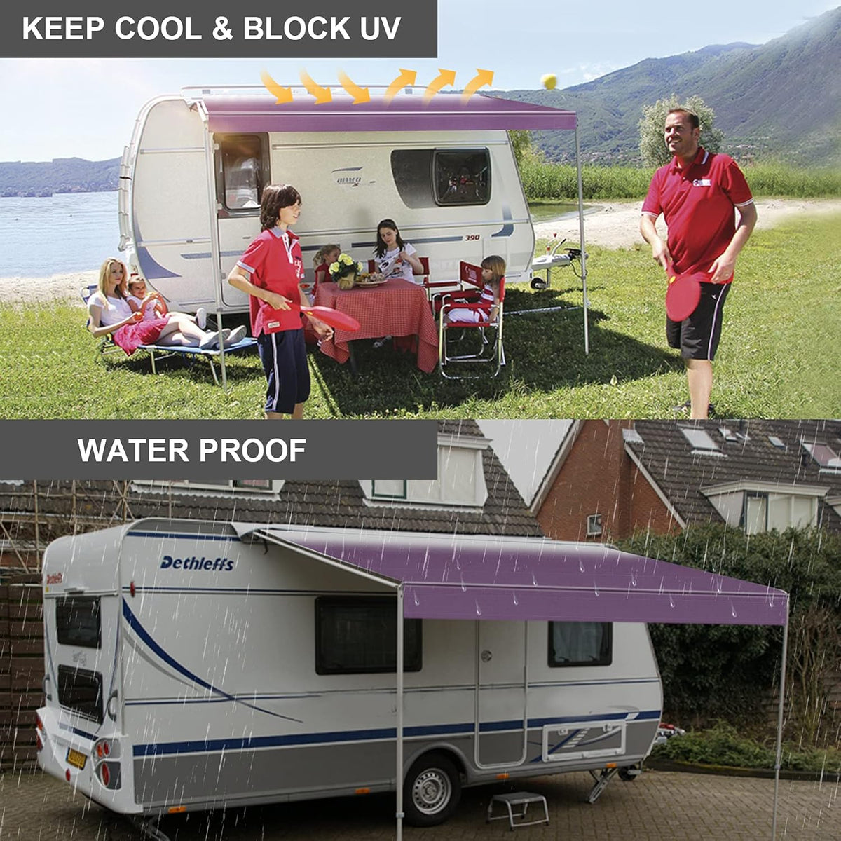 Waterproof Vinyl RV Awning Fabric Replacement Shade Screen - 15' H3502