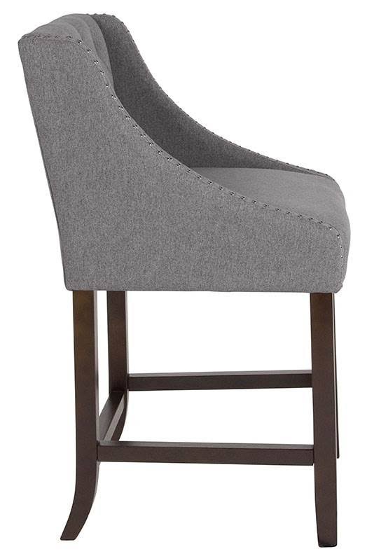 Dark Gray Tufted Walnut Counter Height Stool D417