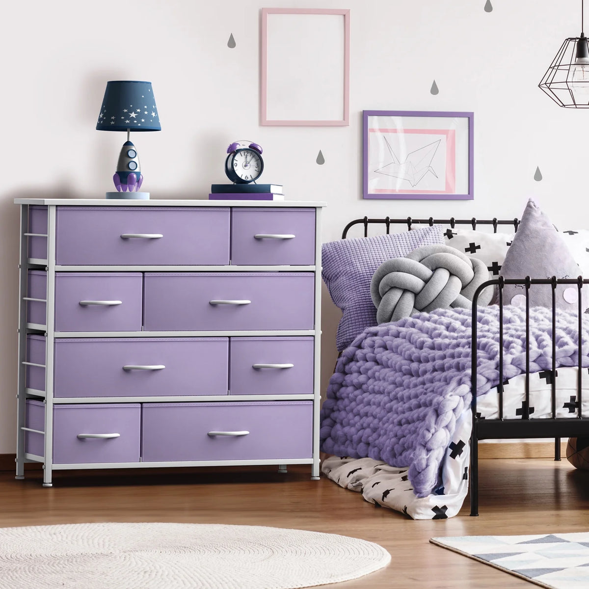 8 Drawer Fabric Dresser with Wood Top Q38323