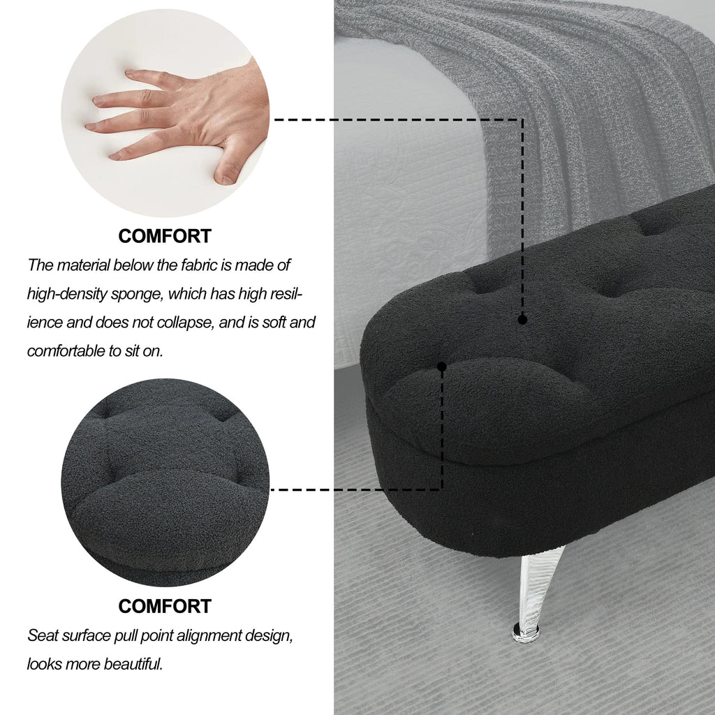 Black Teddy Storage Ottoman Bench O107502