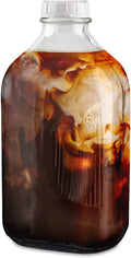 64-Oz Glass Milk Bottles with 3 White Caps, Dishwasher Safe I5426