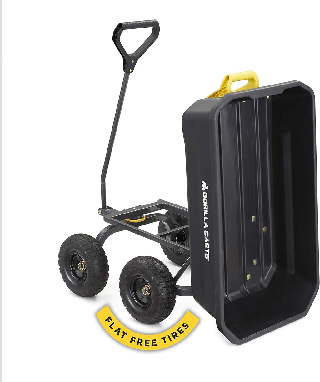 4 Cu. Ft. Poly Garden Dump Cart with No-Flat Tires, Black R54548