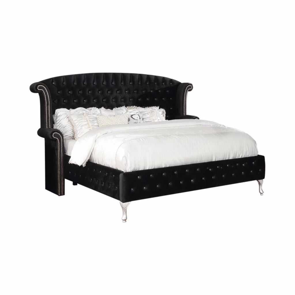 Gray Tufted Velvet Upholstered King Bed C950