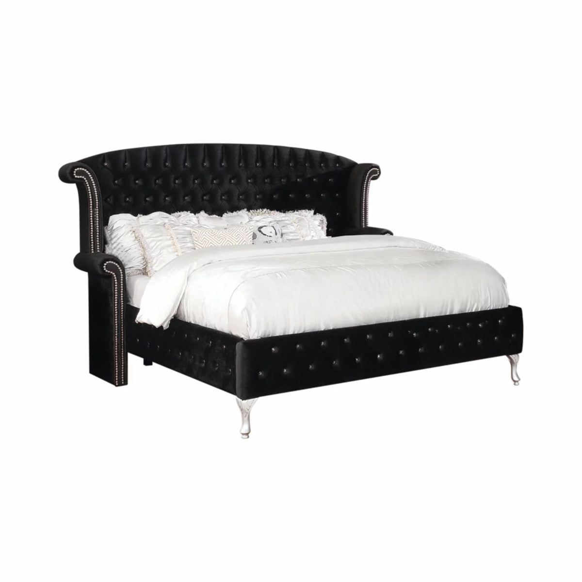 Gray Tufted Velvet Upholstered King Bed C950