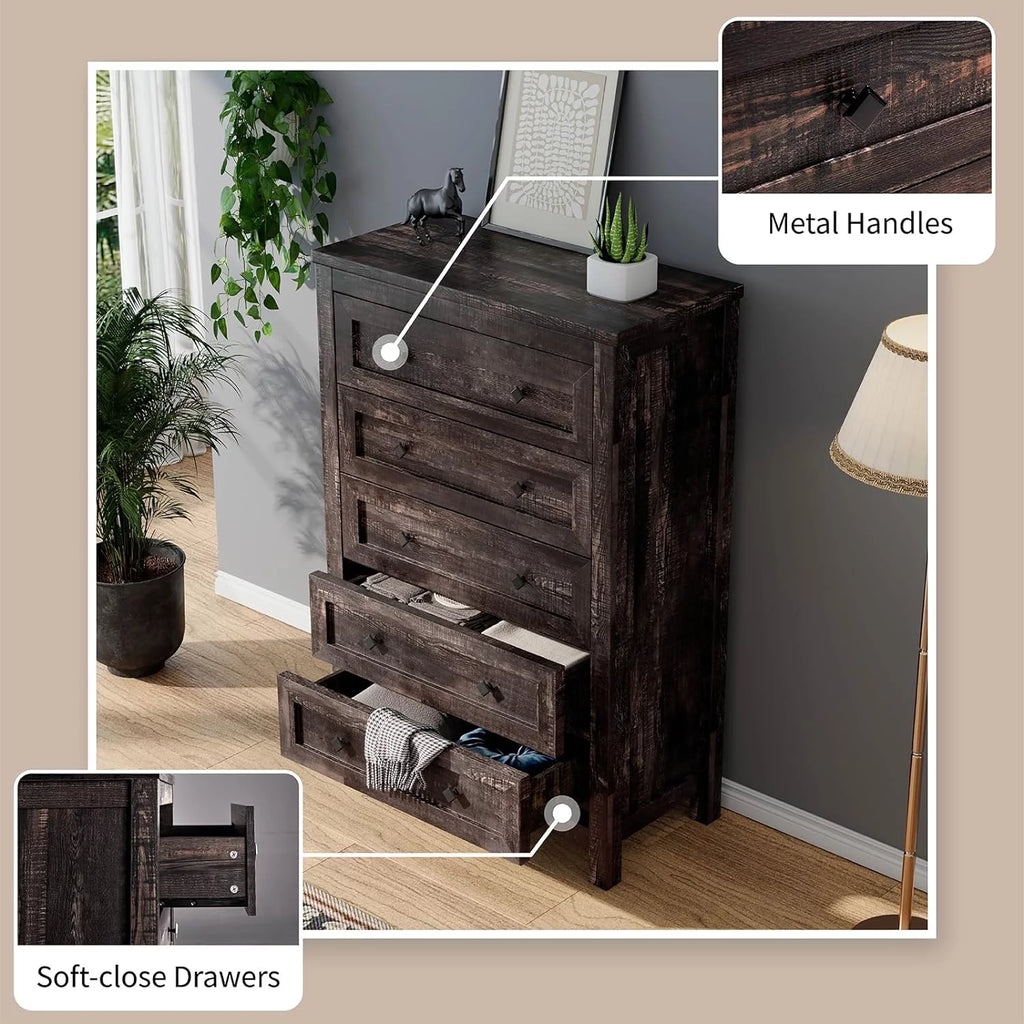 5 Drawer Wood Dresser X647