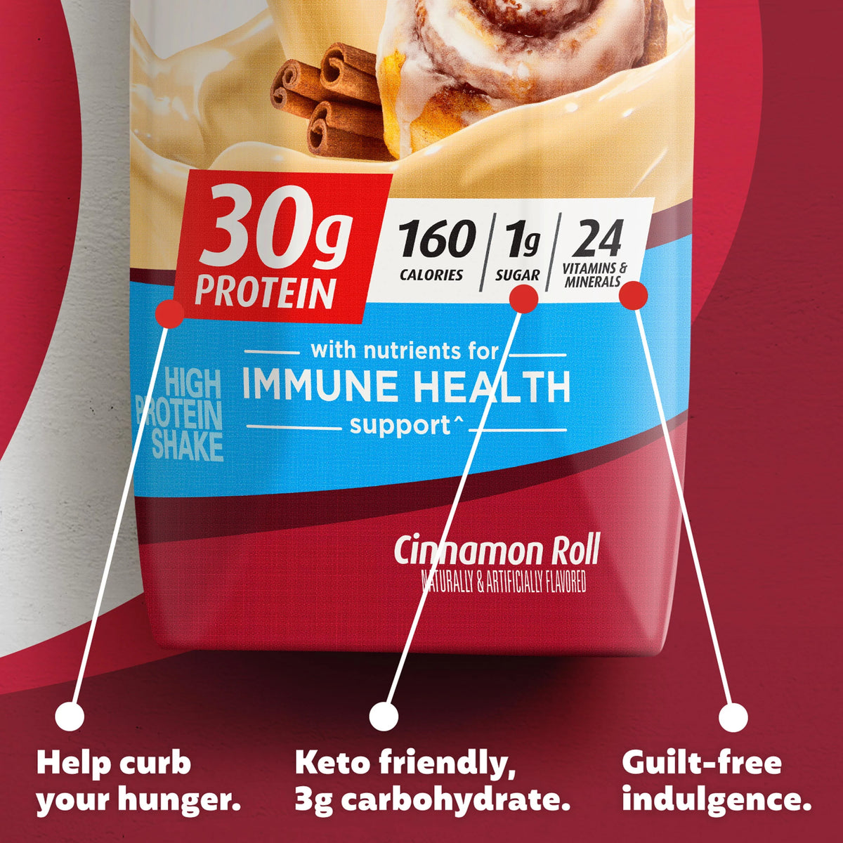 Cinnamon Roll Protein Shake 30g 11 fl oz 4 Ct T334197