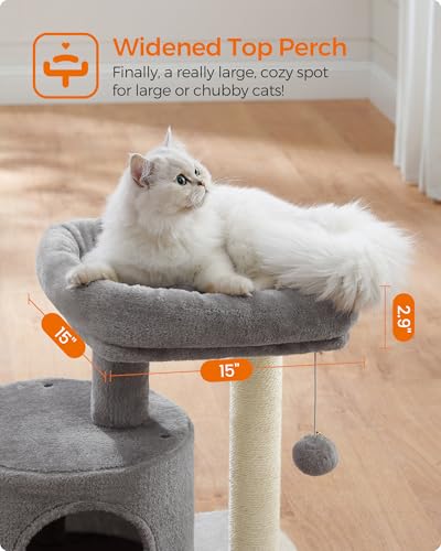 Light Gray Cat Tree Tower with Sisal Scratching Post A6112