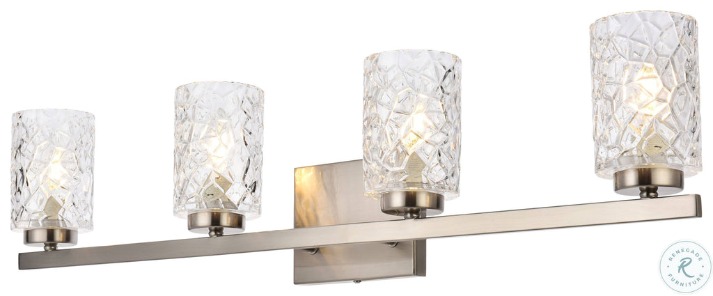 4 Lights Bath Sconce in Stain Nickel with Clear Shade U21329