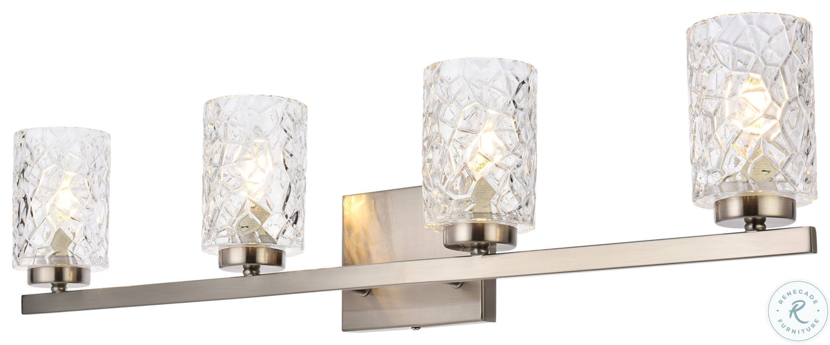 4 Lights Bath Sconce in Stain Nickel with Clear Shade U21329