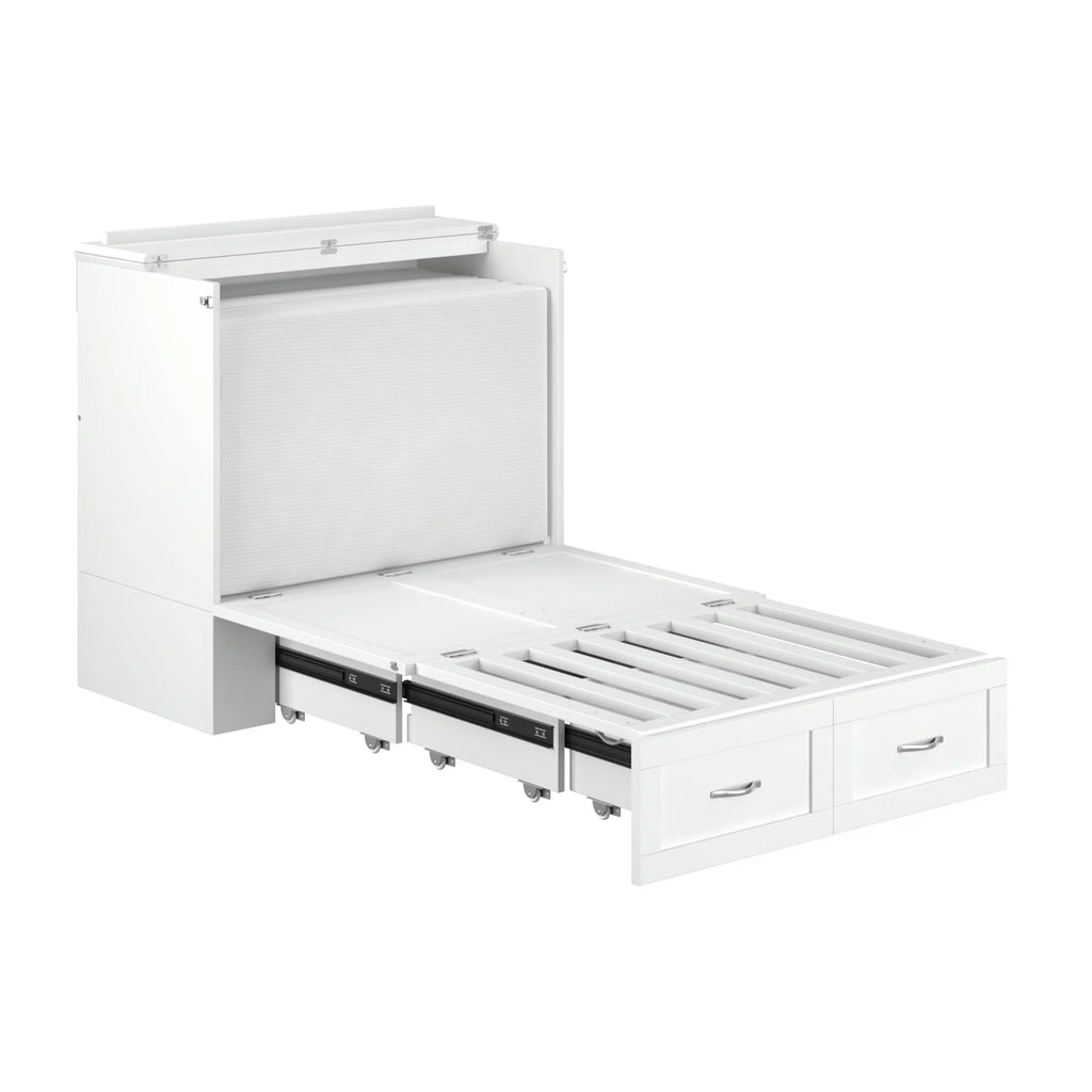 White Wood Twin Extra Long Murphy Bed Chest M674748