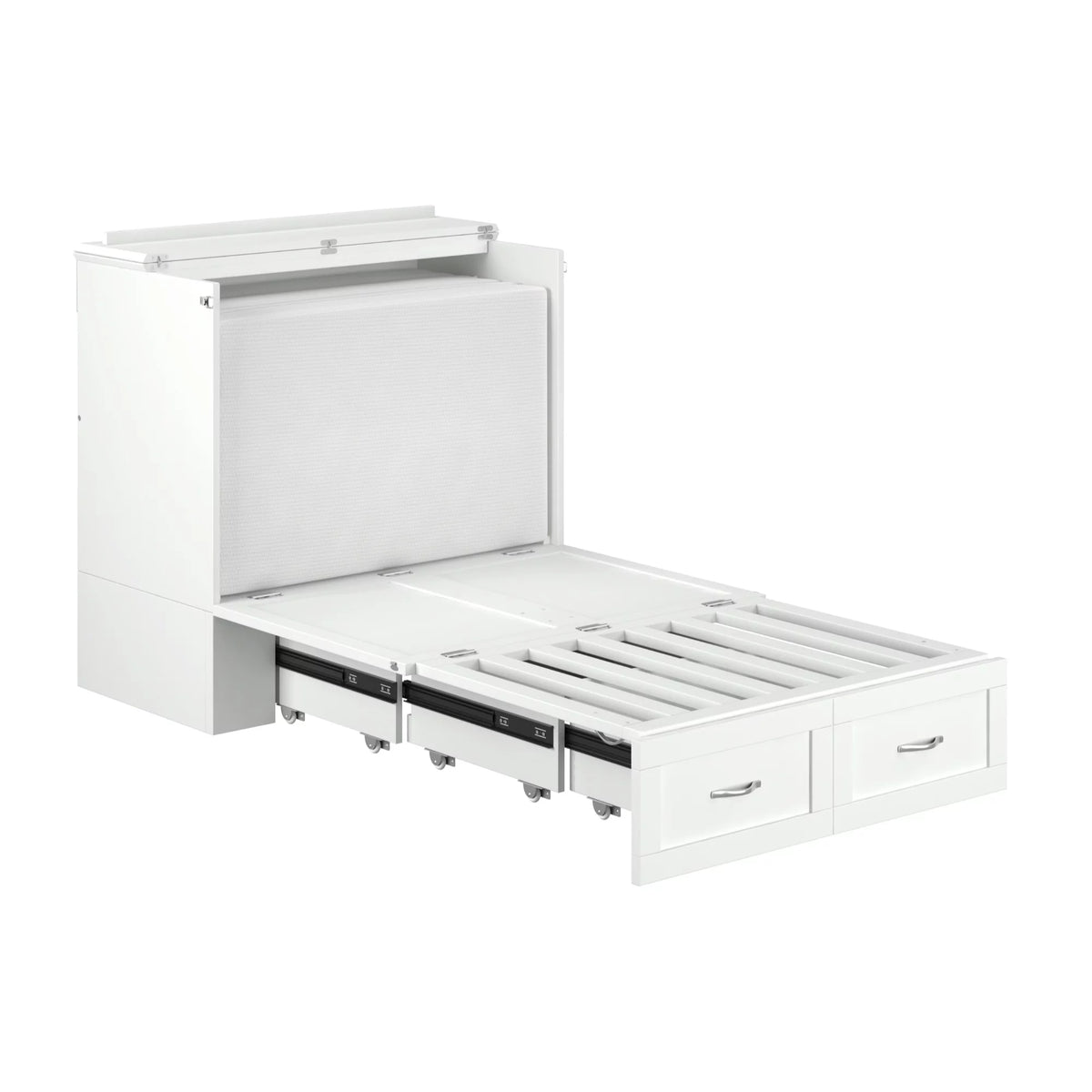White Wood Twin Extra Long Murphy Bed Chest M674748