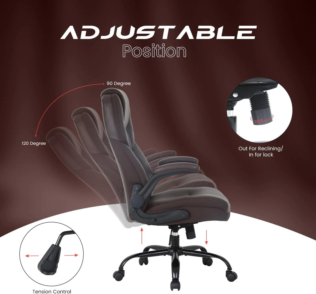 Brown Ergonomic PU Leather Office Chair J46536