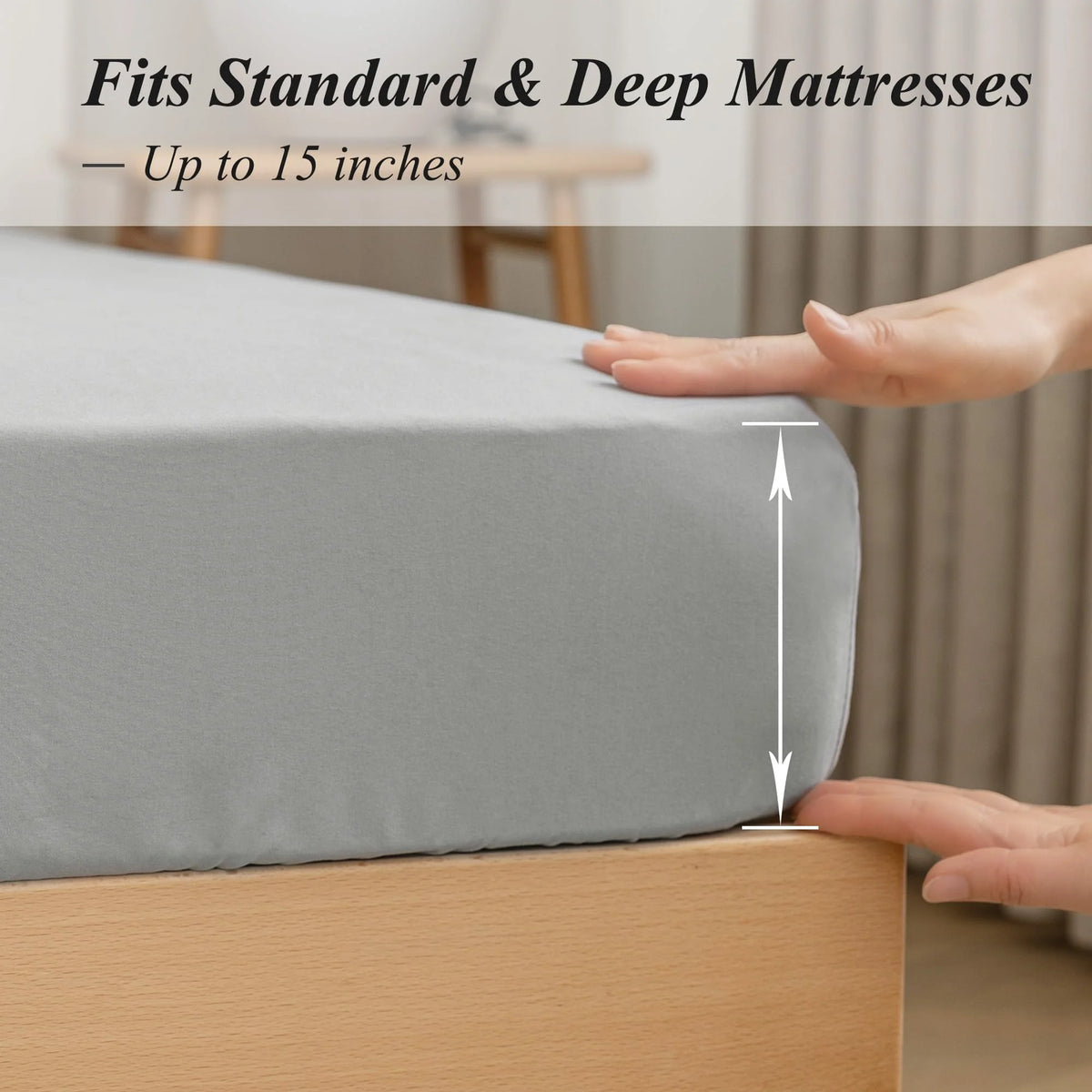 Gray 1800 Thread Count Microfiber Fitted Sheet with Storage Pocket U291001